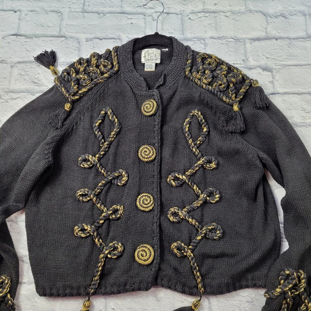 Vintage Gantos Embellished Cardigan Epaulets Costume size Small - Picture 8 of 13